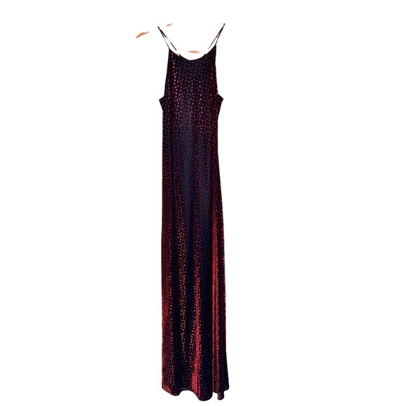 Betsey & Adam High Neckline Copper Red Shimmering Maxi Prom Cocktail Dre… - Picture 6 of 11